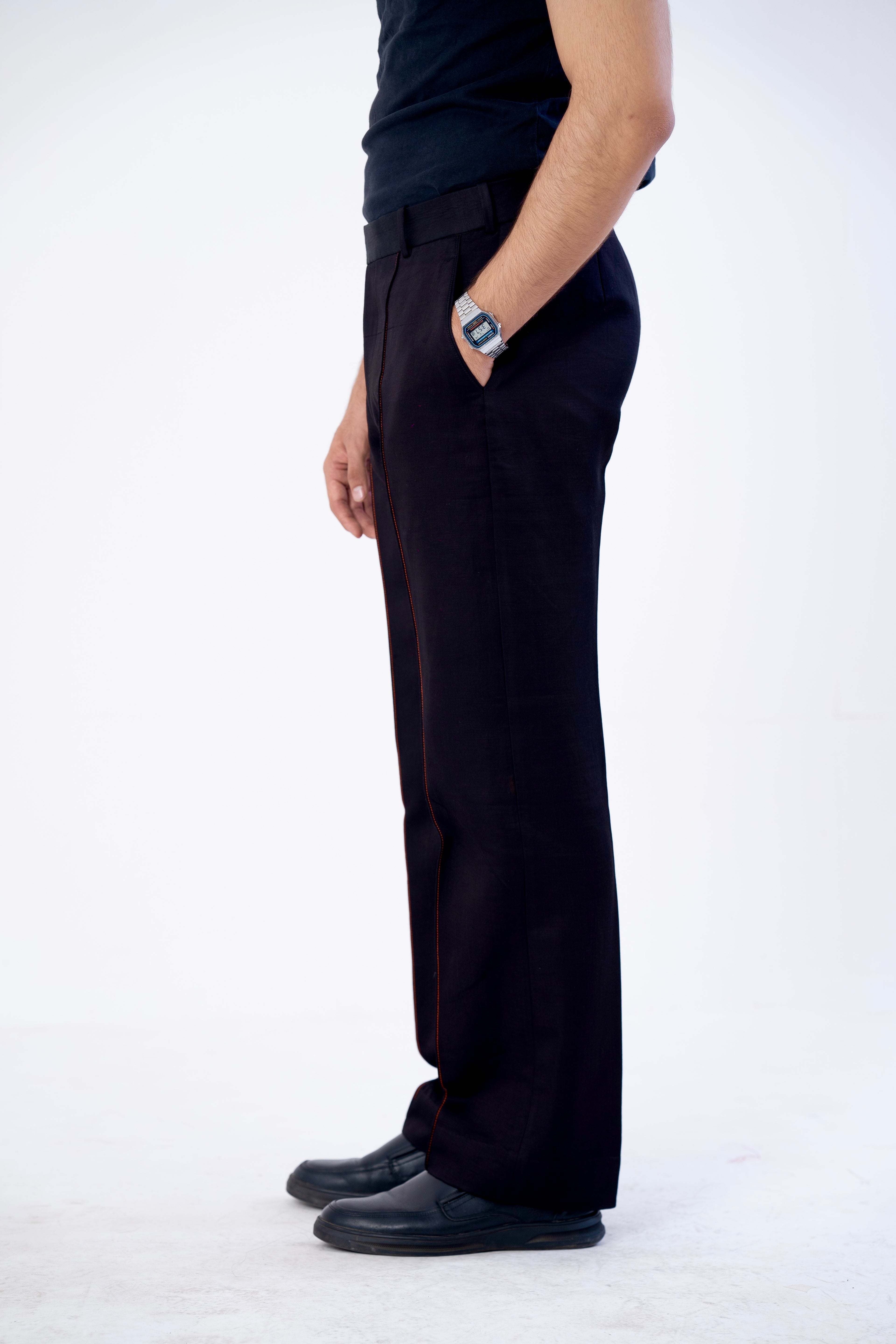 onyx Pintuck Tailored Trousers