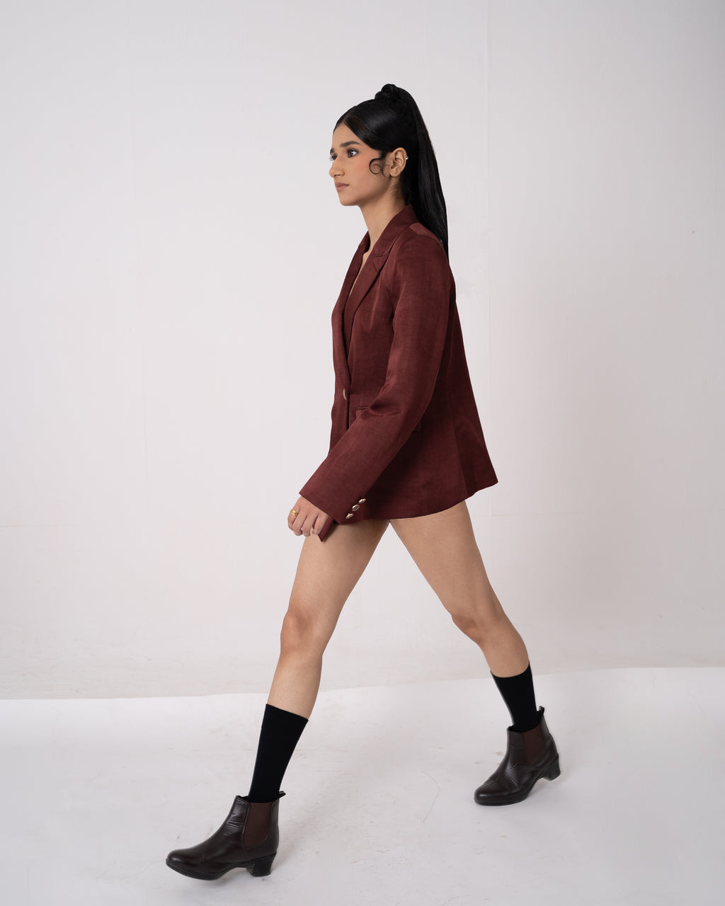 Asymmetric Mahogany Blazer