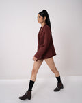 Asymmetric Mahogany Blazer