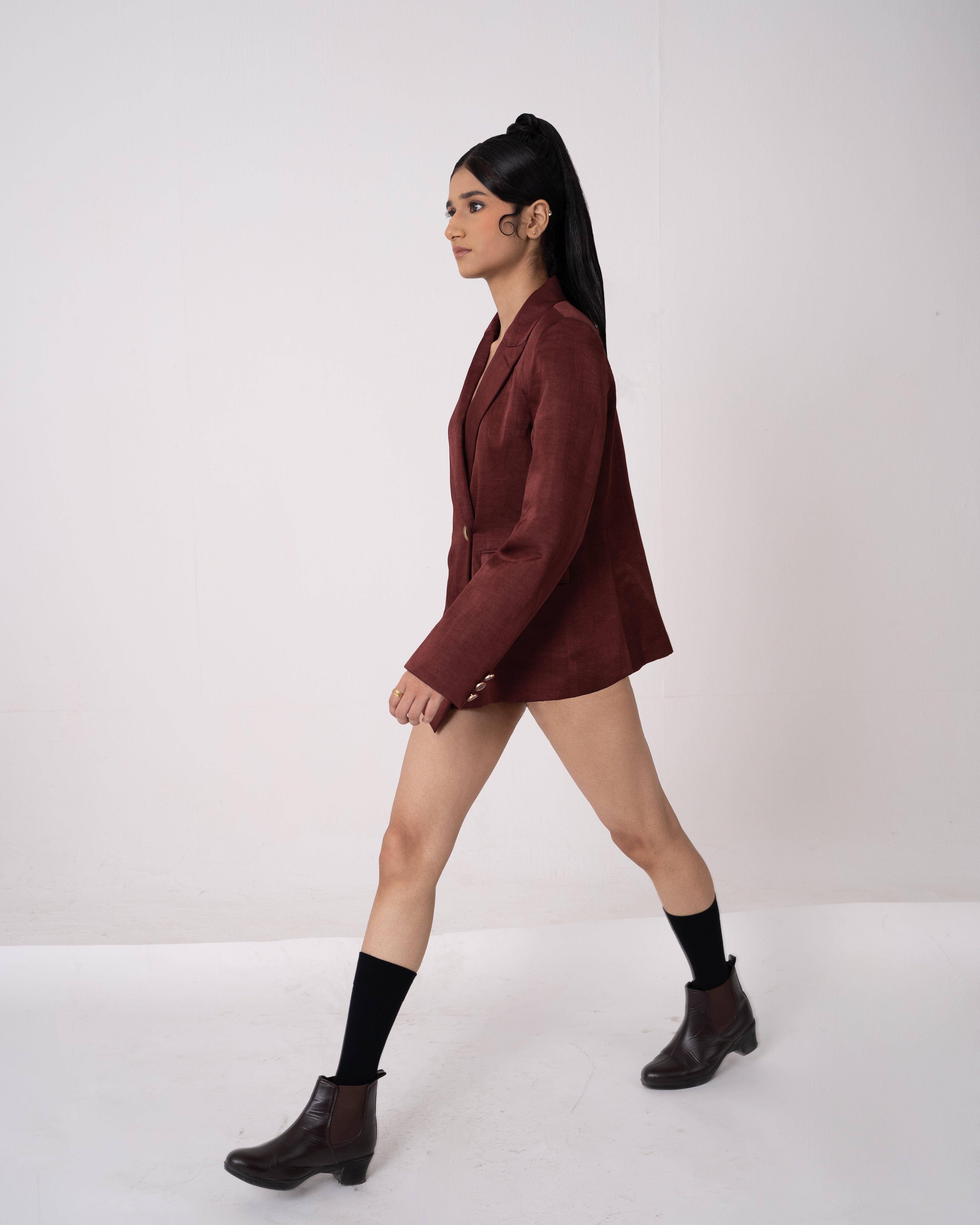 Asymmetric Mahogany Blazer