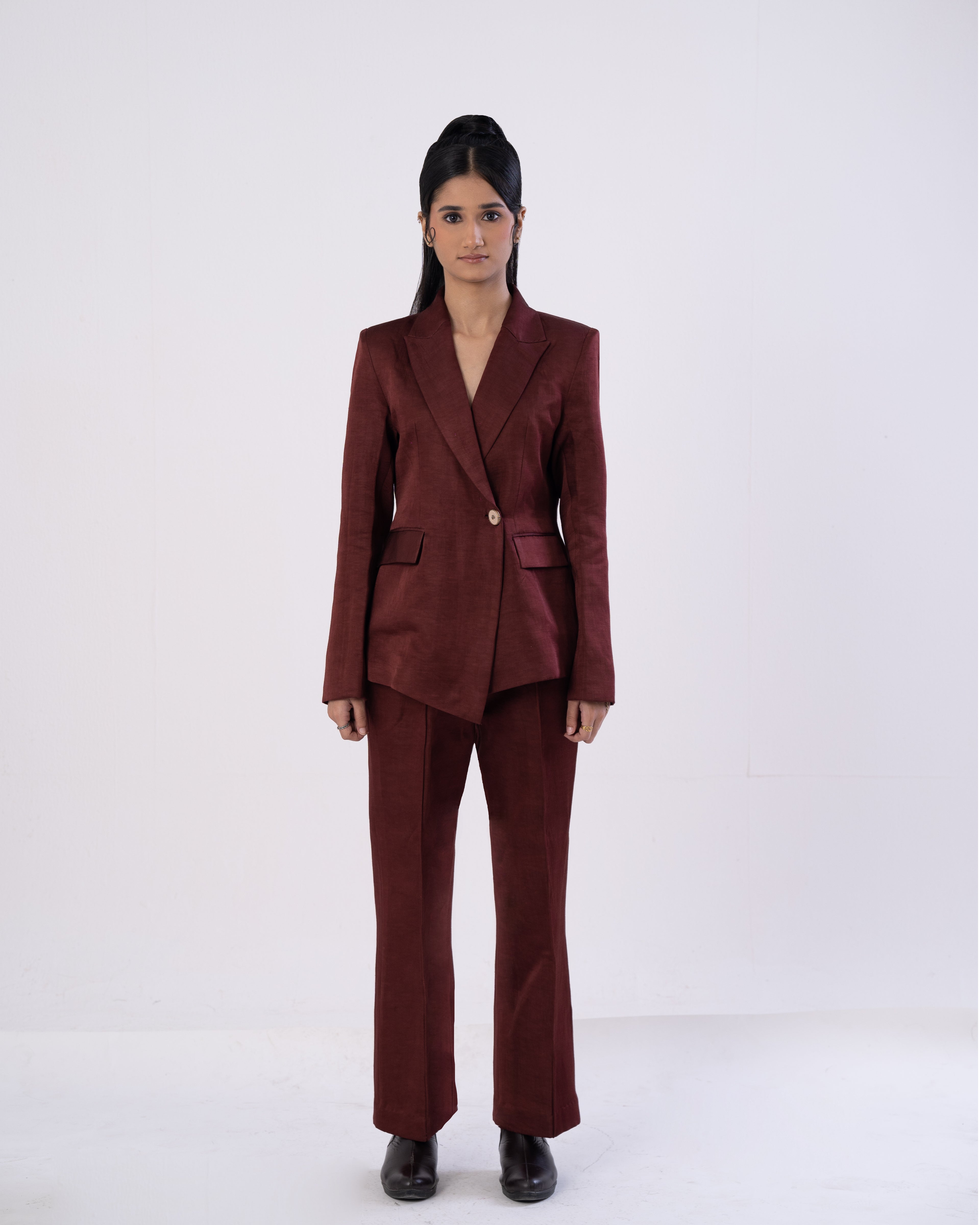 Asymmetric Mahogany Blazer
