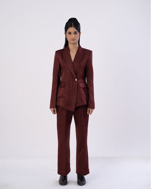 Asymmetric Mahogany Blazer