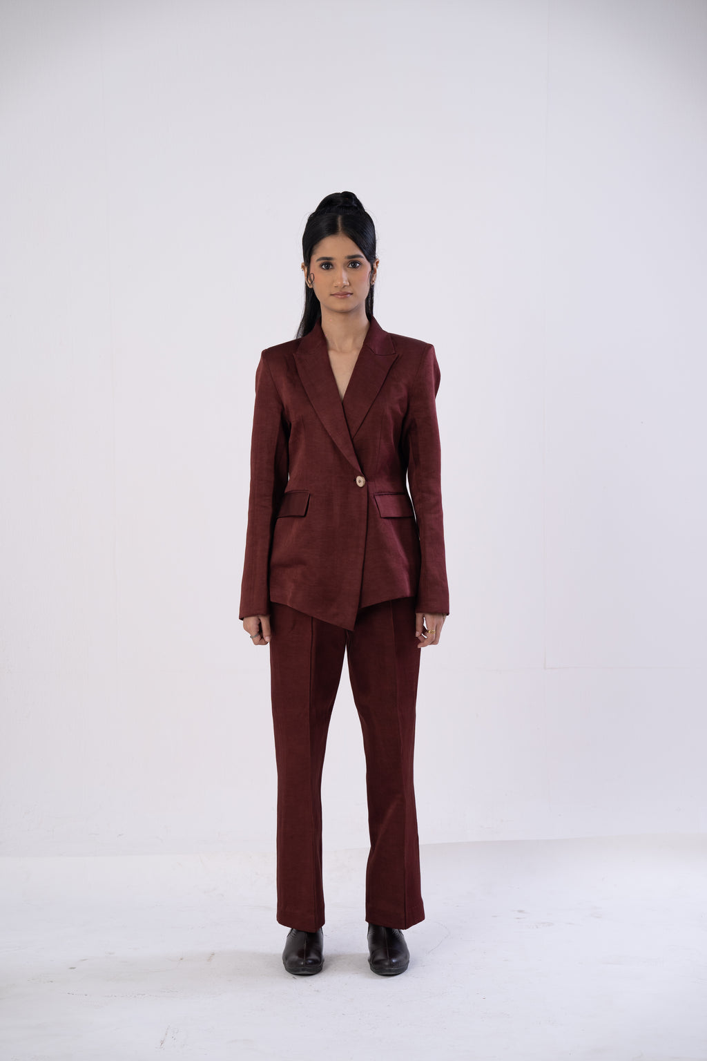 Asymmetric Mahogany Pantsuit
