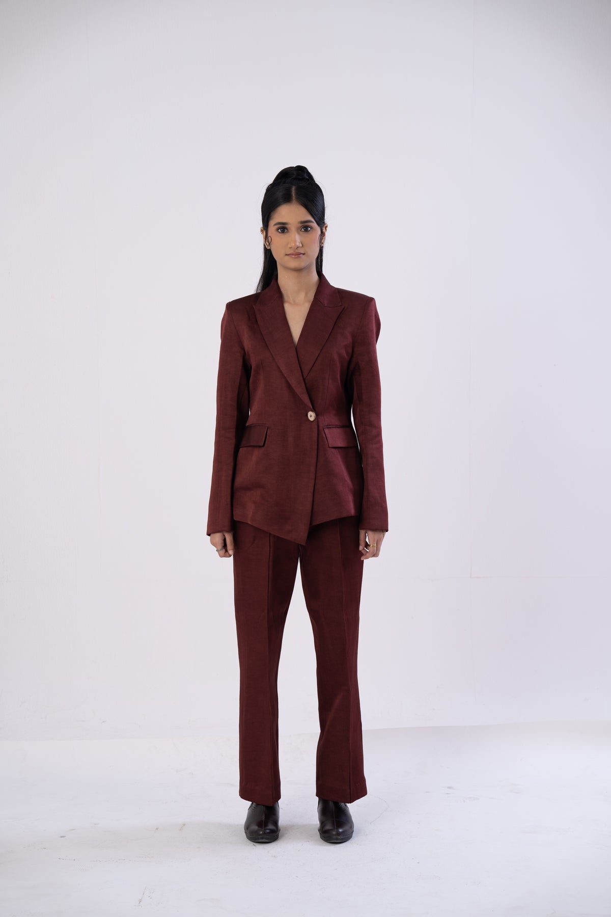 Asymmetric Mahogany Pantsuit