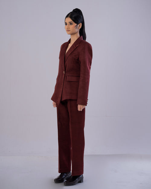 Asymmetric Mahogany Blazer