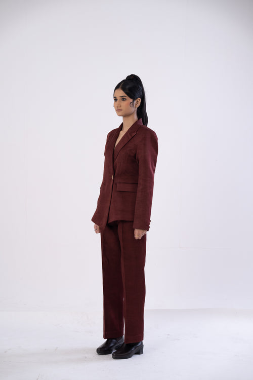 Asymmetric Mahogany Pantsuit