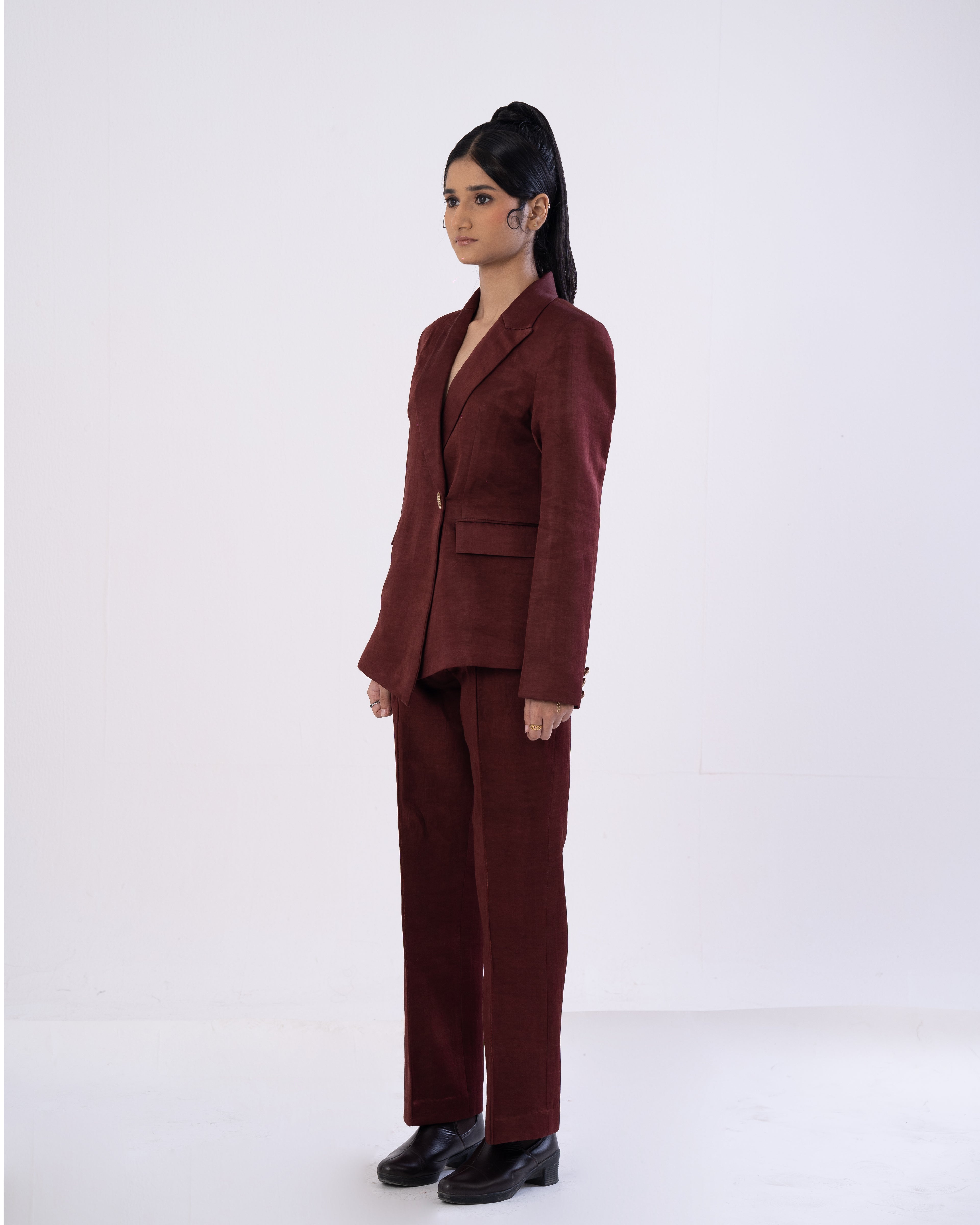 Asymmetric Mahogany Blazer