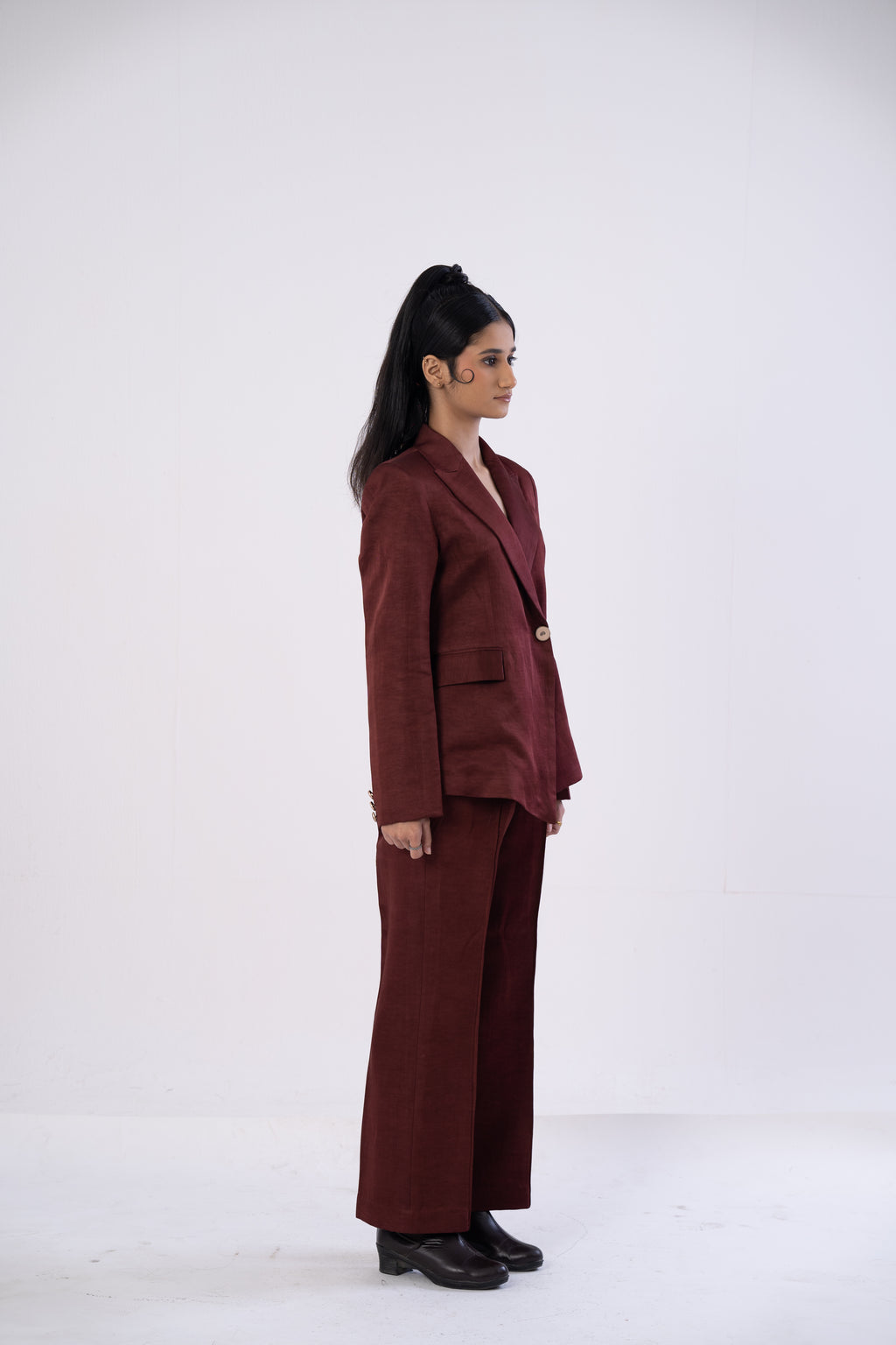 Asymmetric Mahogany Pantsuit