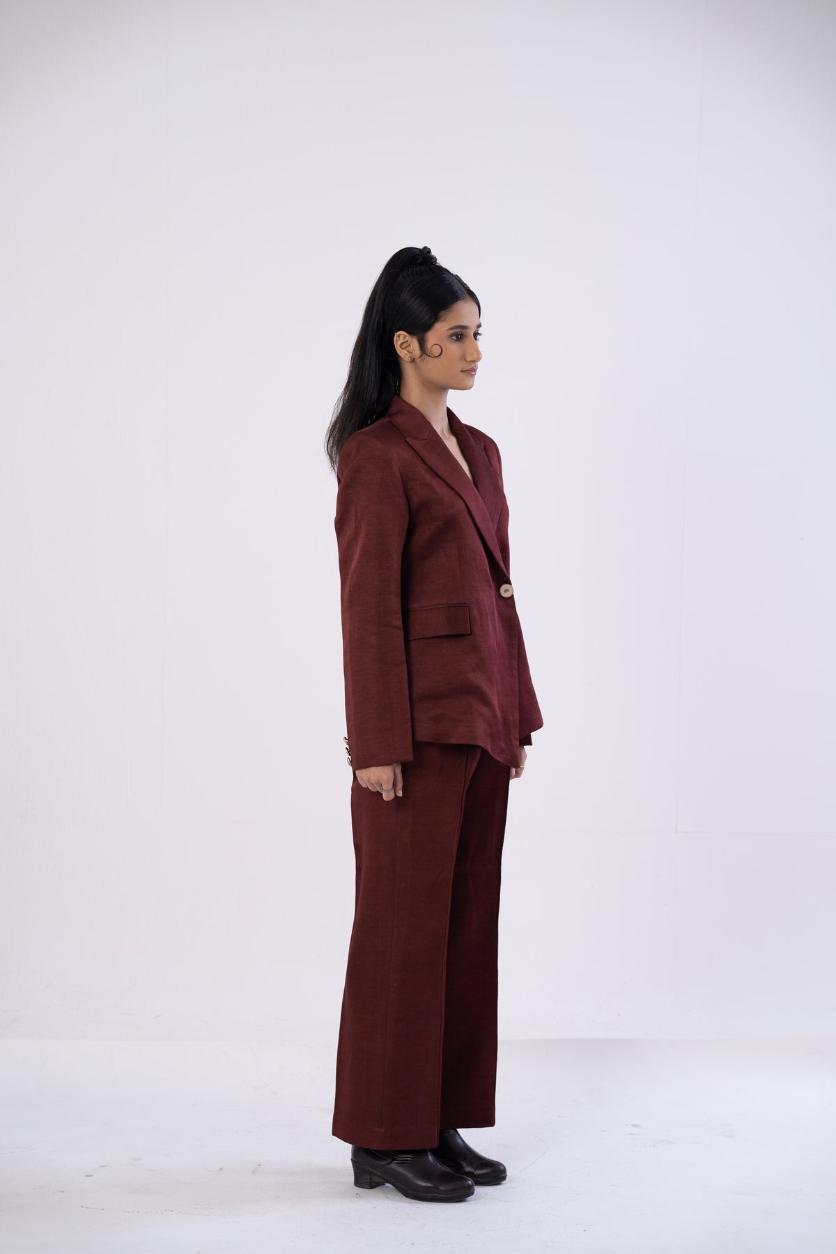 Asymmetric Mahogany Pantsuit