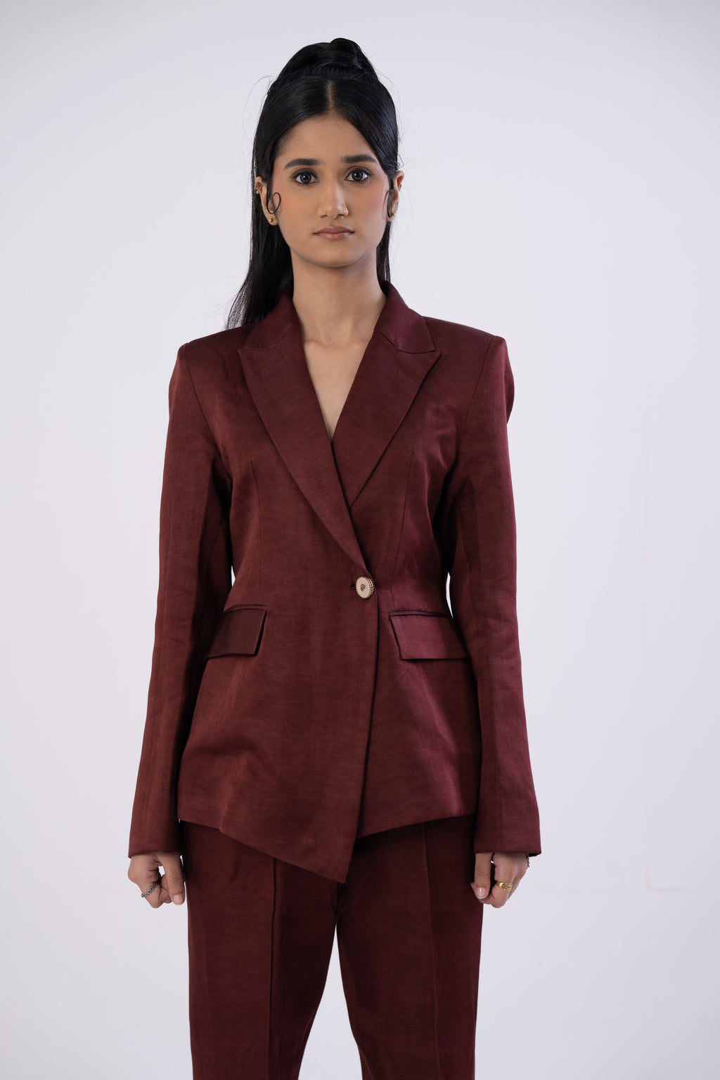 Asymmetric Mahogany Pantsuit