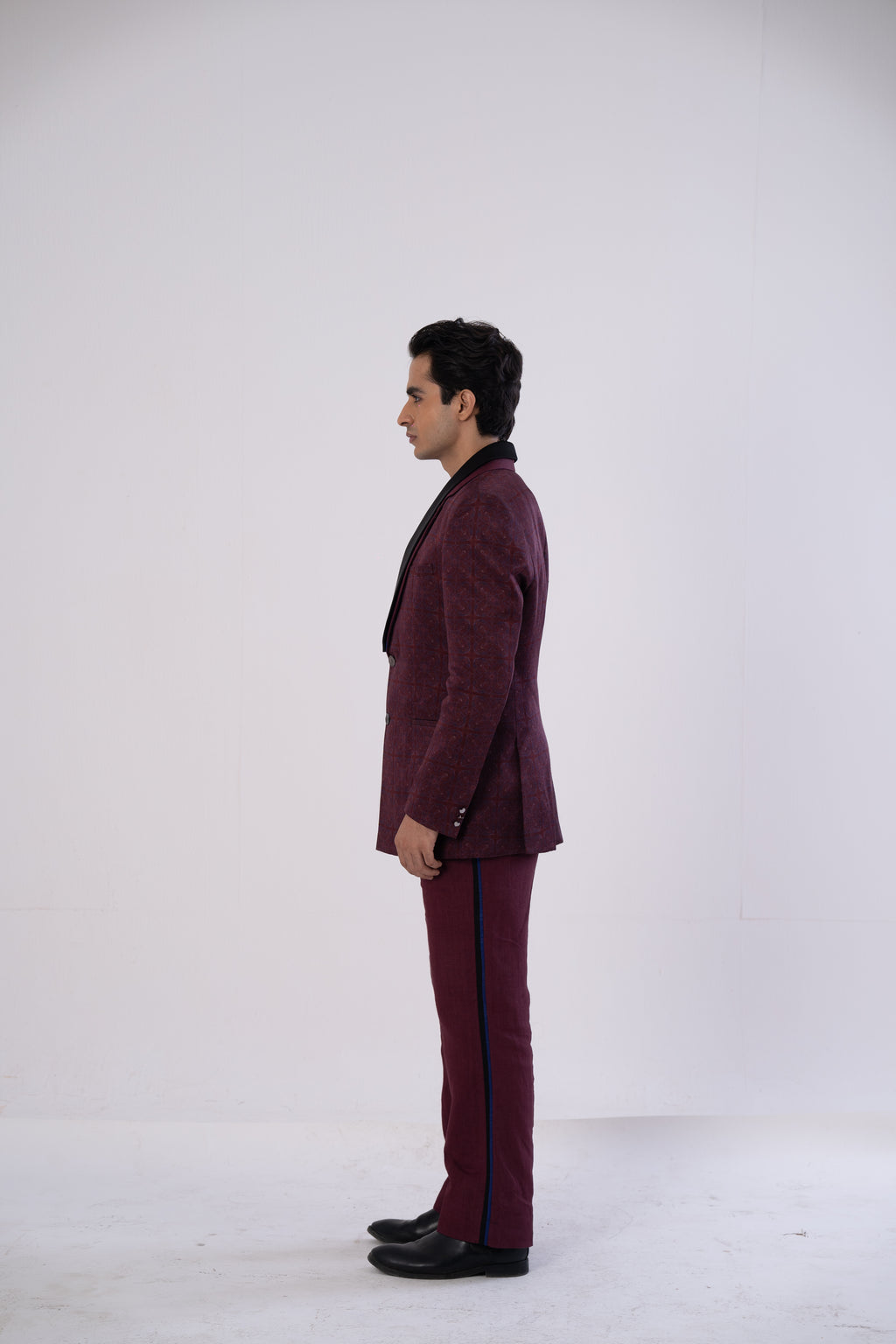 Wine Side-Stripe Tailored Pants