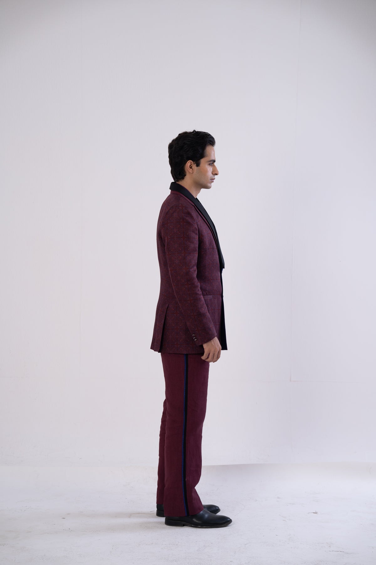 Wine Side-Stripe Tailored Pants