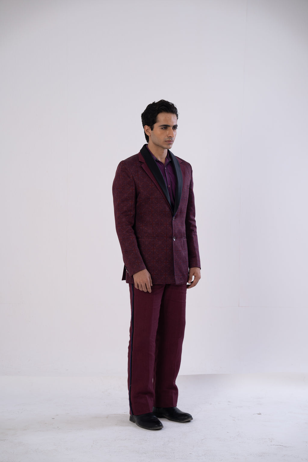 Wine Side-Stripe Tailored Pants