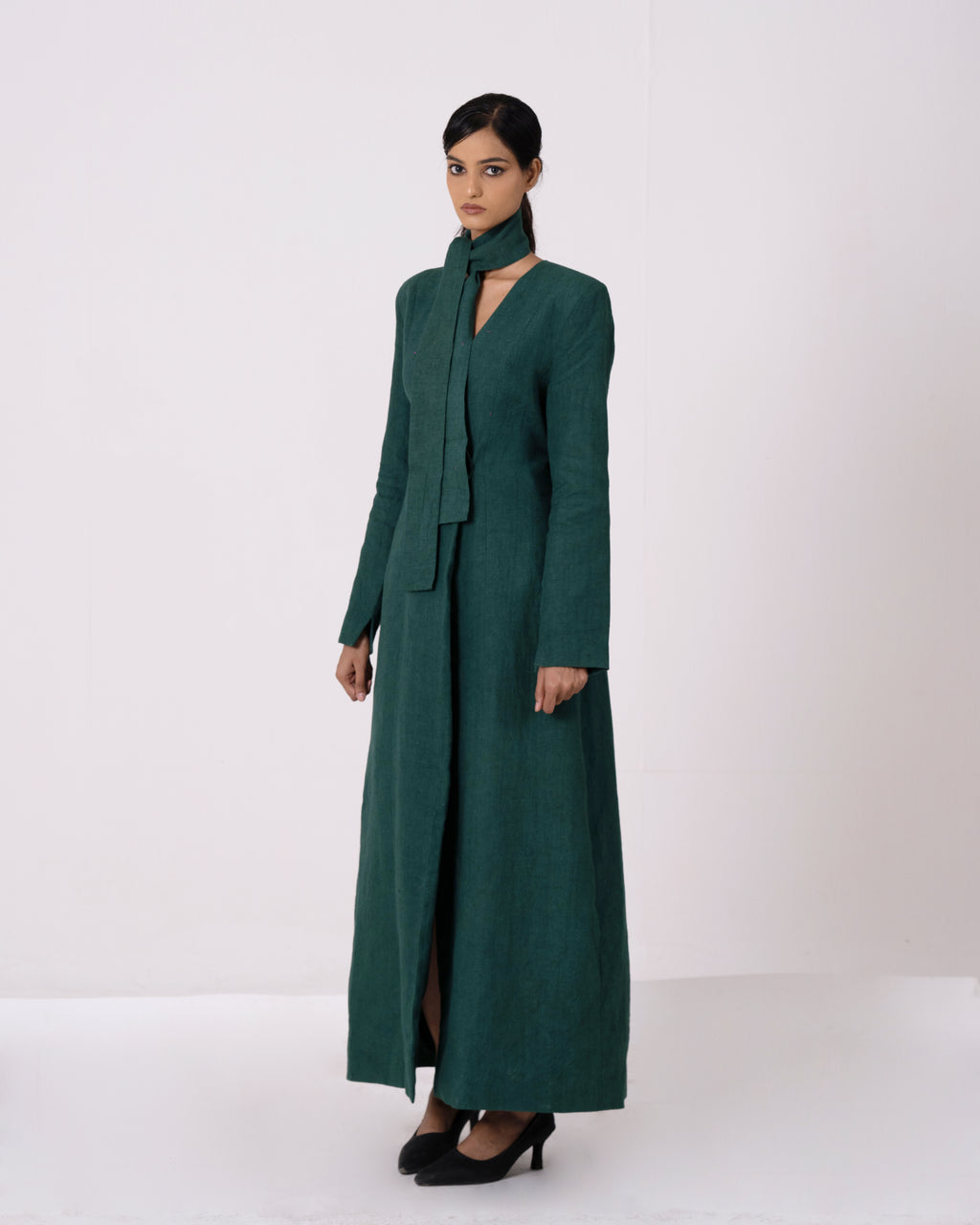 Green Tailored Trench Dress