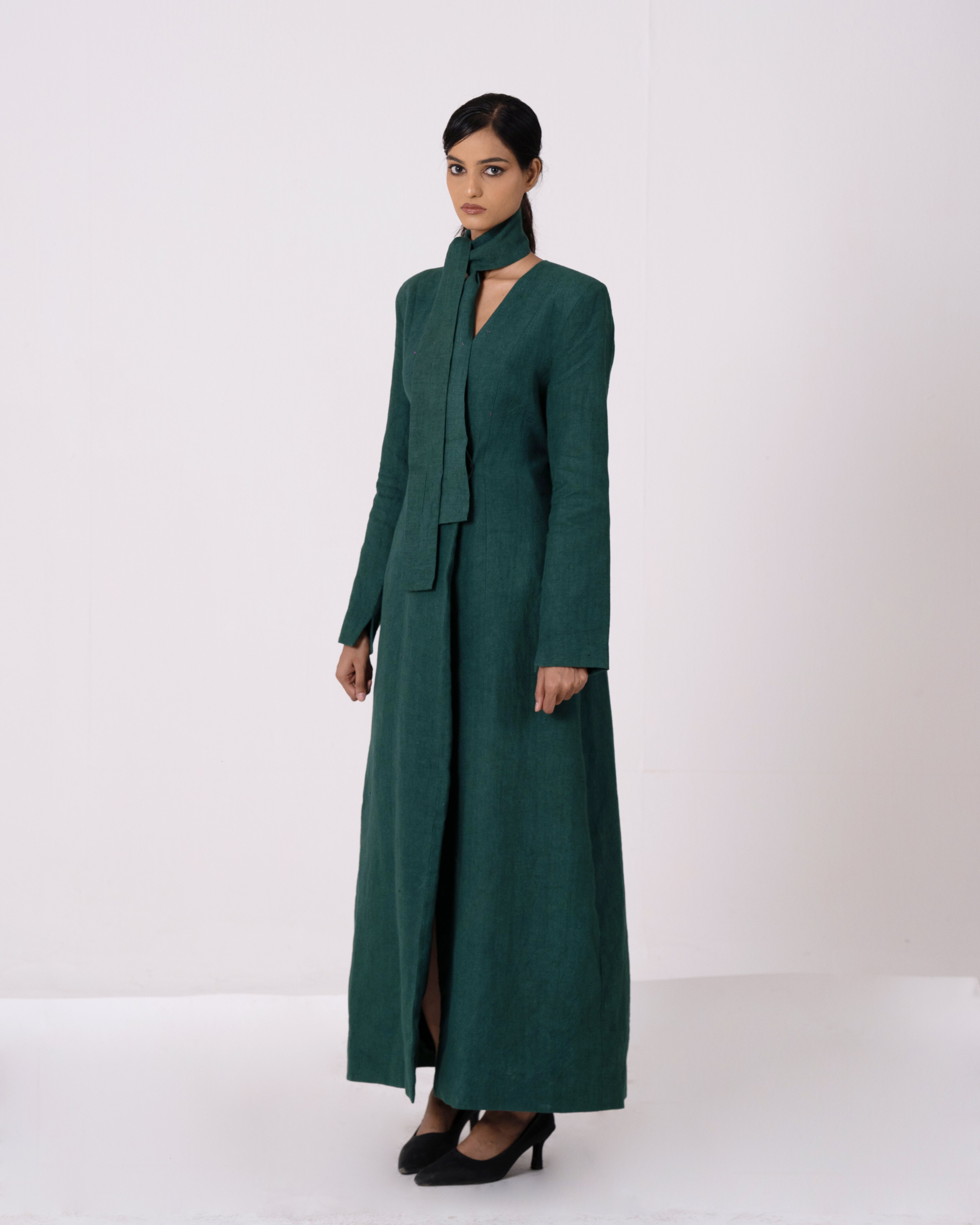 Green Tailored Trench Dress