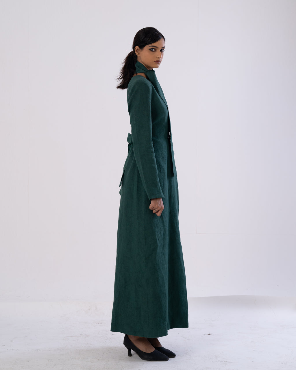 Green Tailored Trench Dress