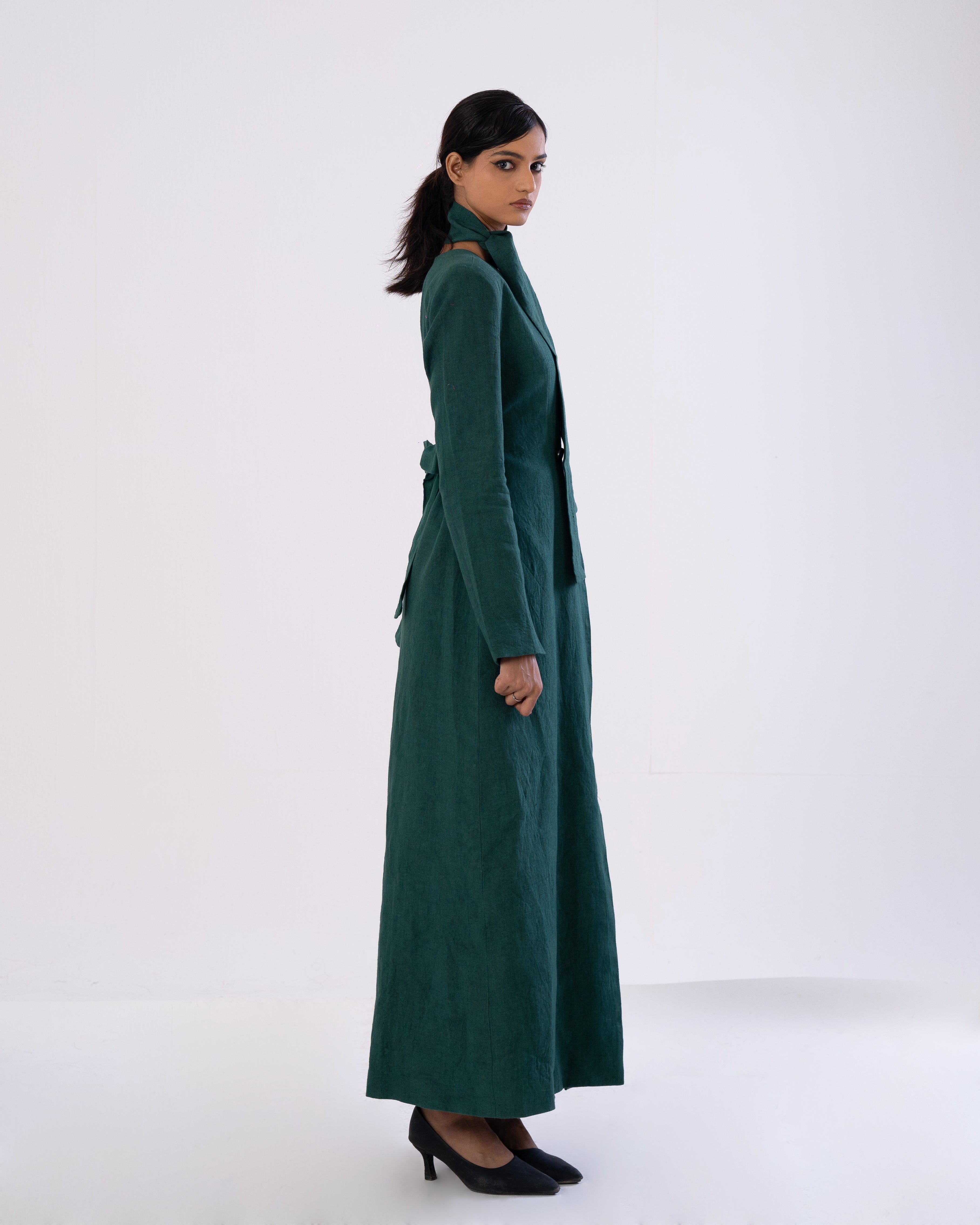 Green Tailored Trench Dress