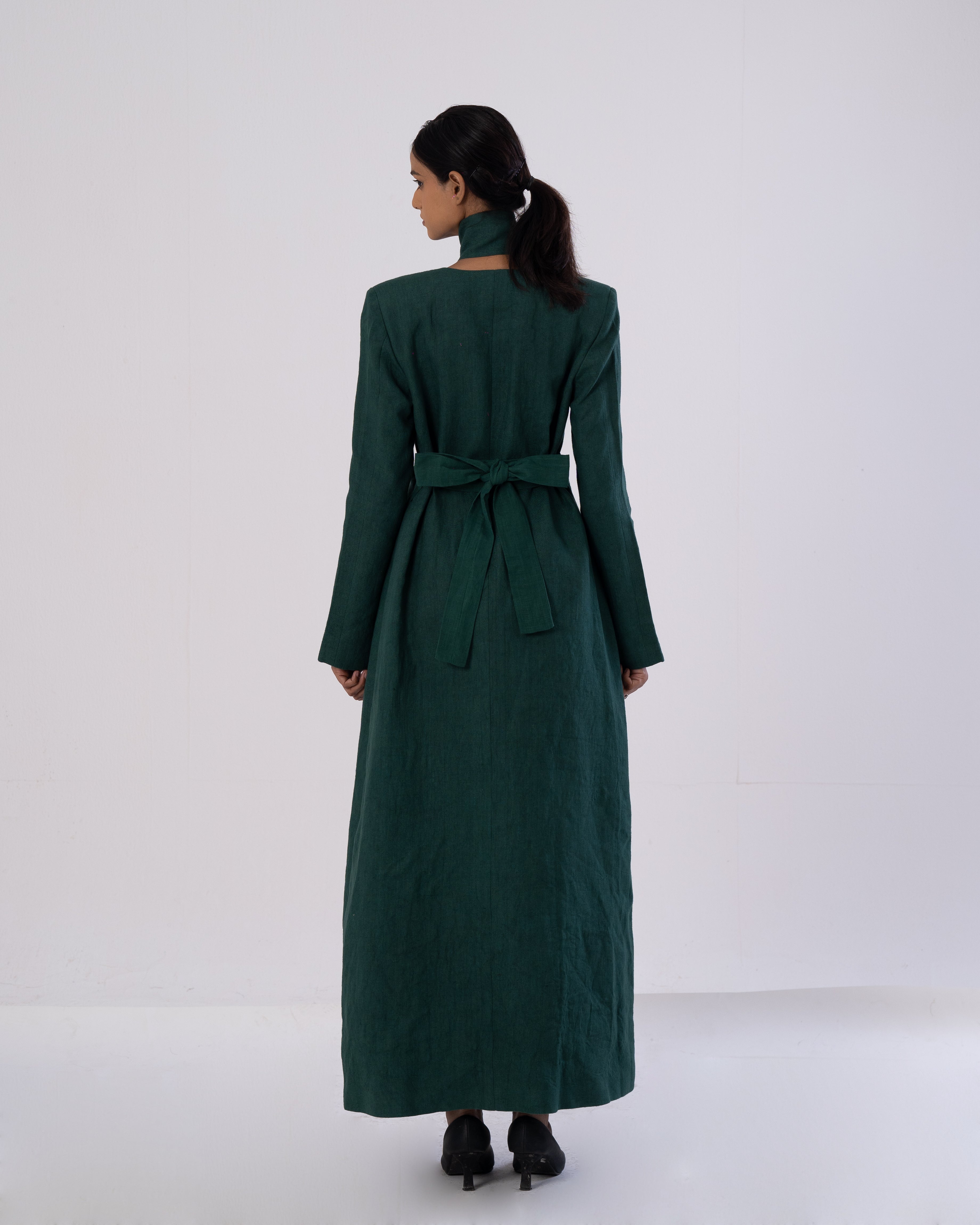 Green Tailored Trench Dress