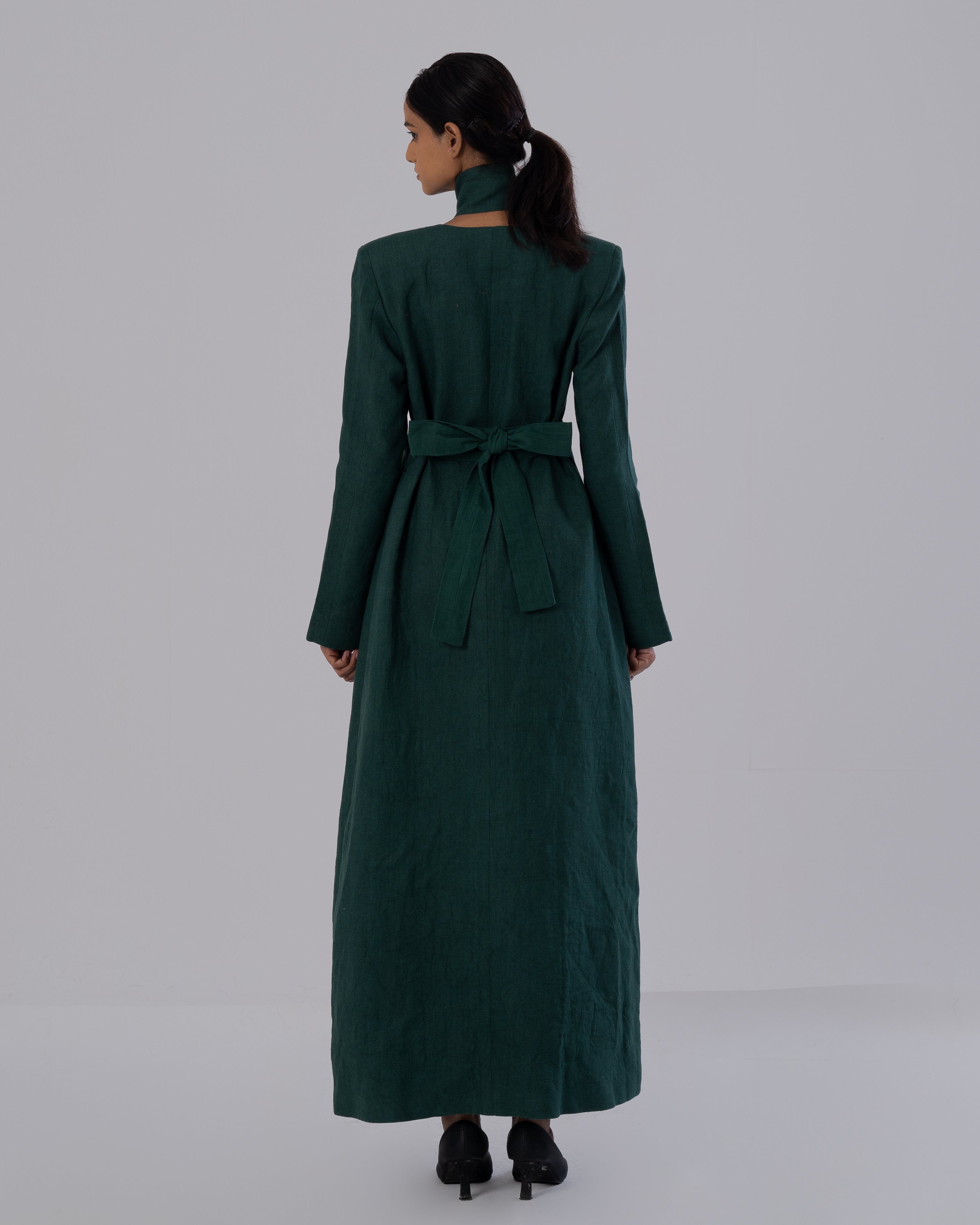 Green Tailored Trench Dress