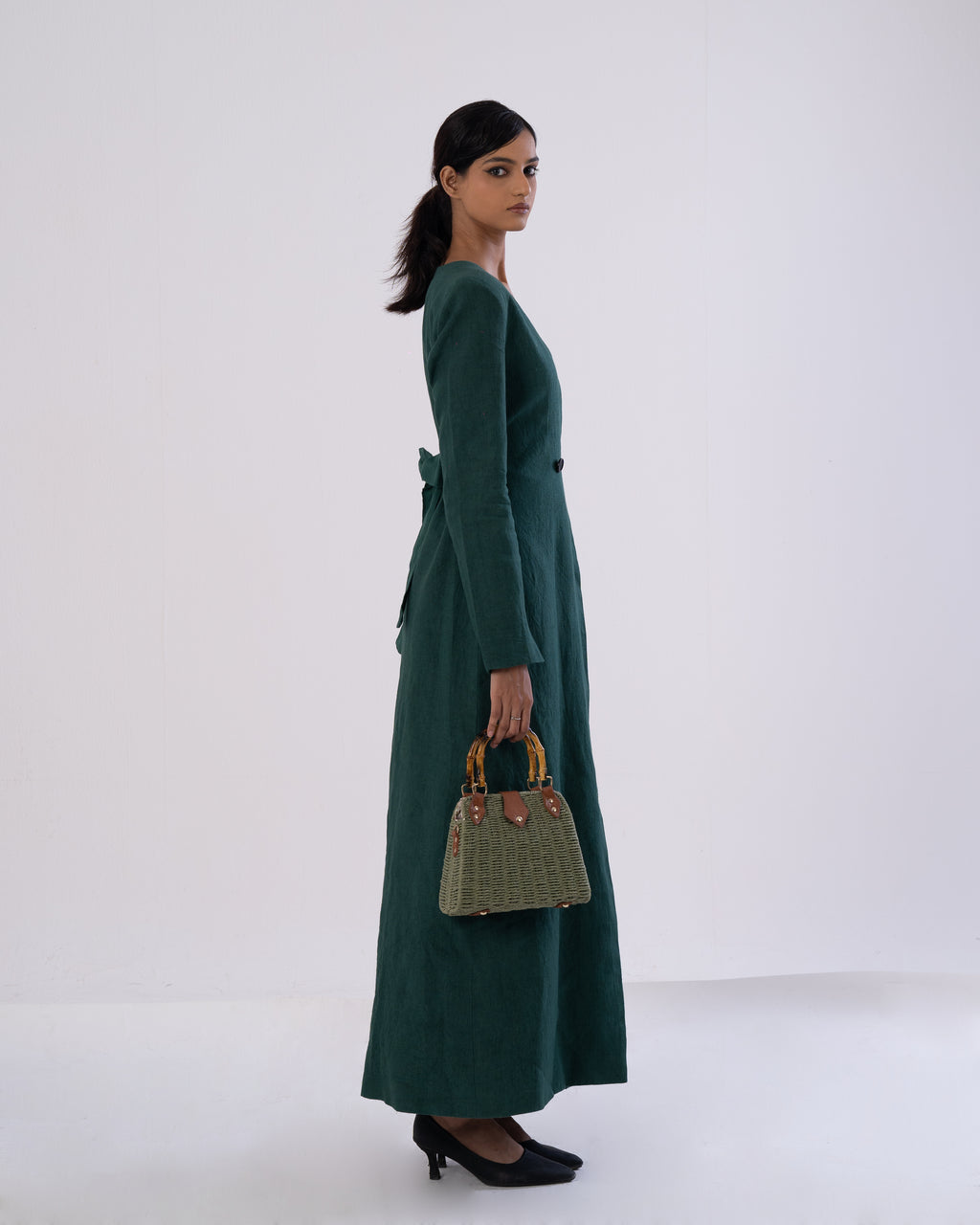 Green Tailored Trench Dress