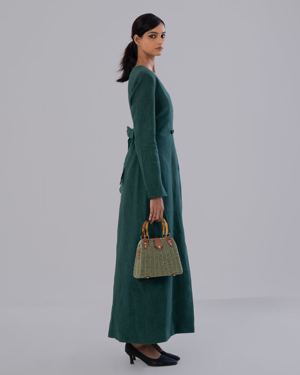 Green Tailored Trench Dress