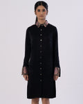 Brocade Accent Tailored Shirt Dress