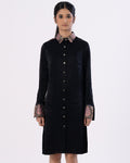 Brocade Accent Tailored Shirt Dress
