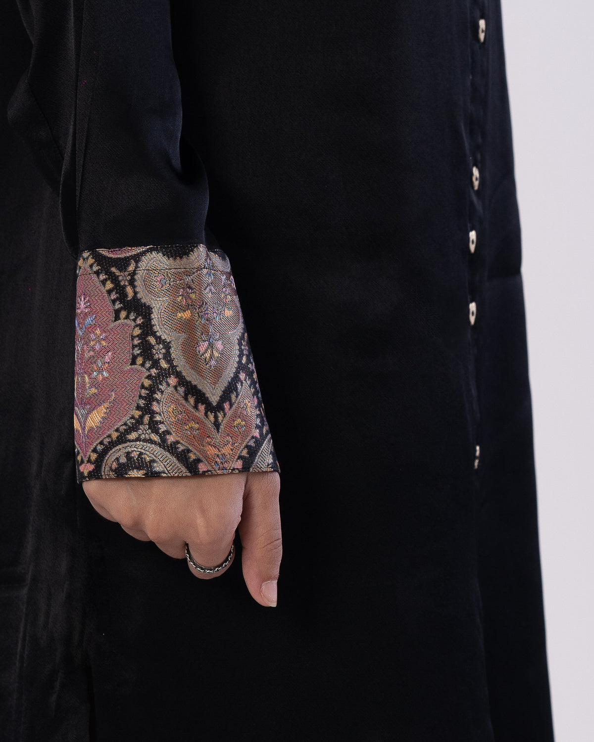Brocade Accent Tailored Shirt Dress
