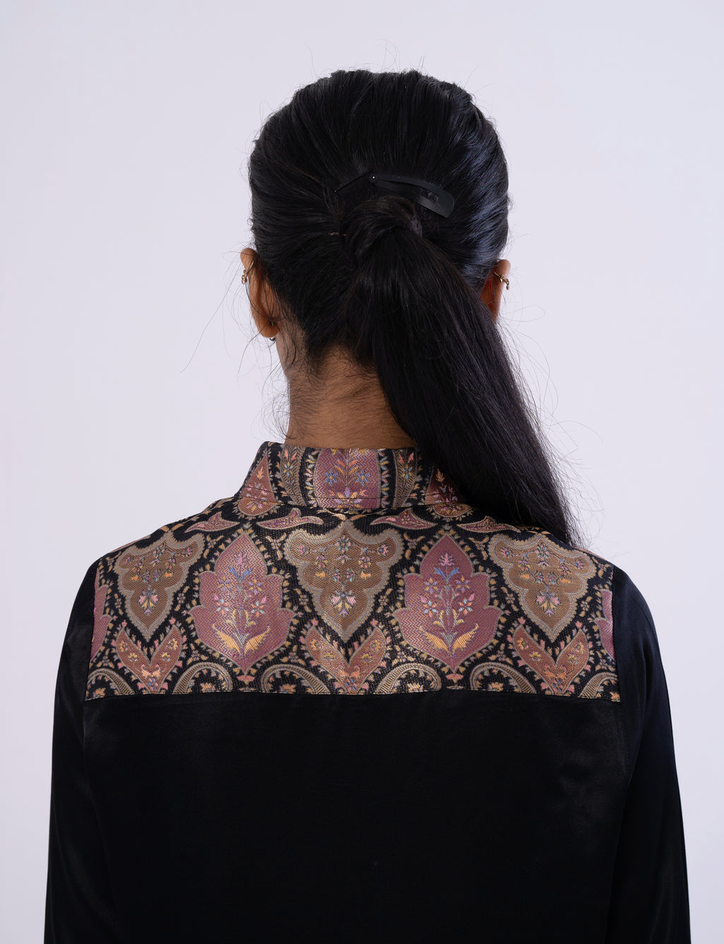 Brocade Accent Tailored Shirt Dress