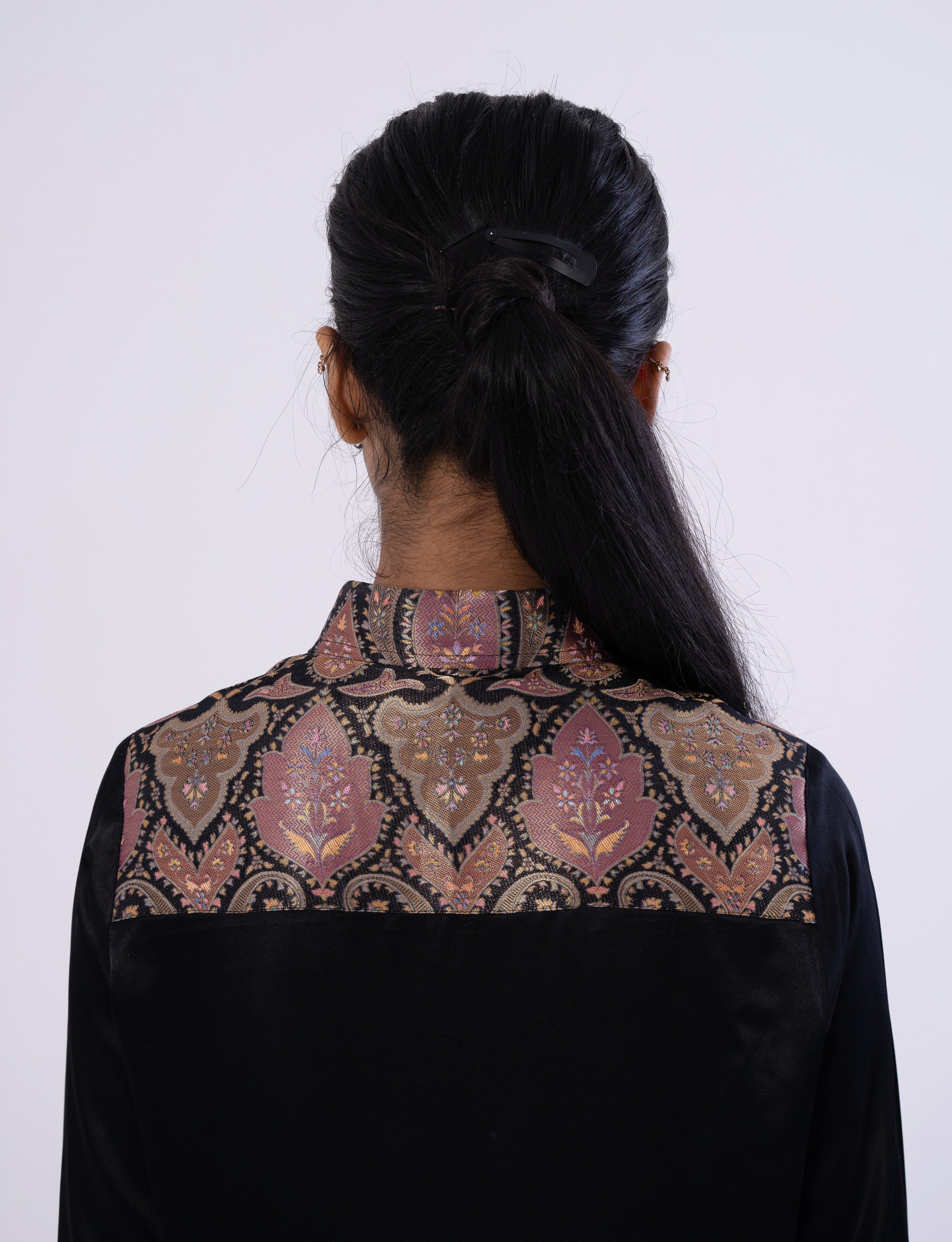 Brocade Accent Tailored Shirt Dress