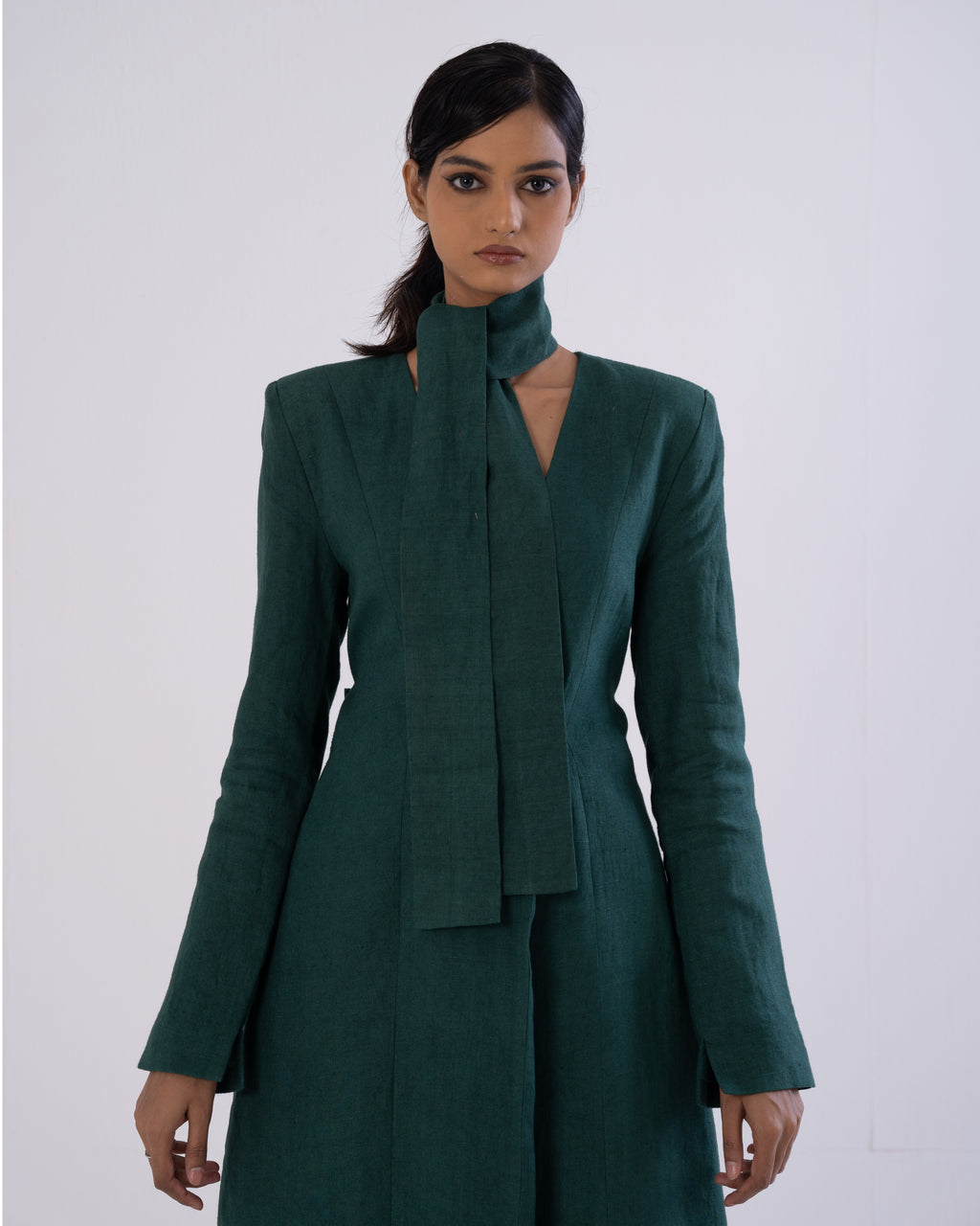 Green Tailored Trench Dress