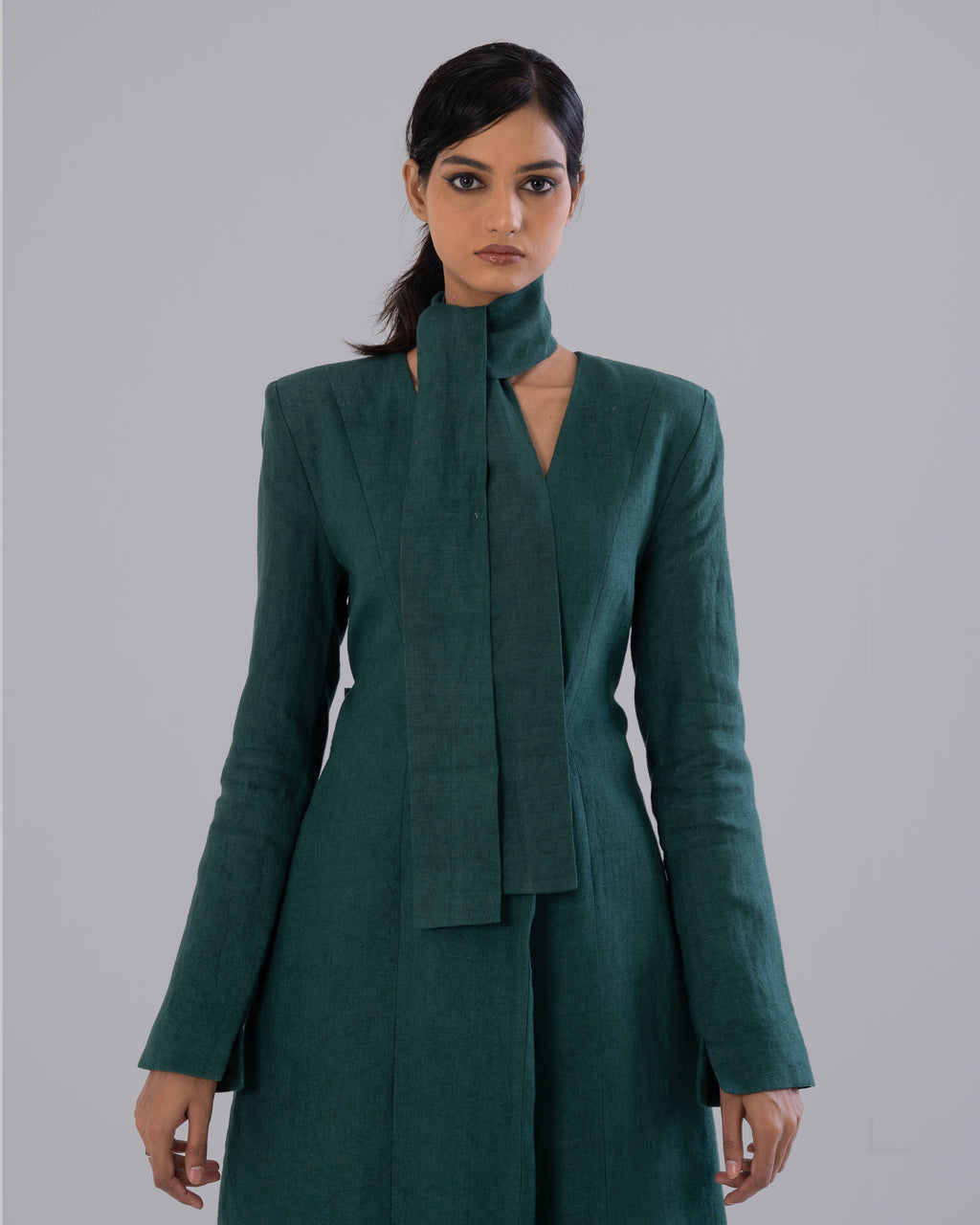 Green Tailored Trench Dress