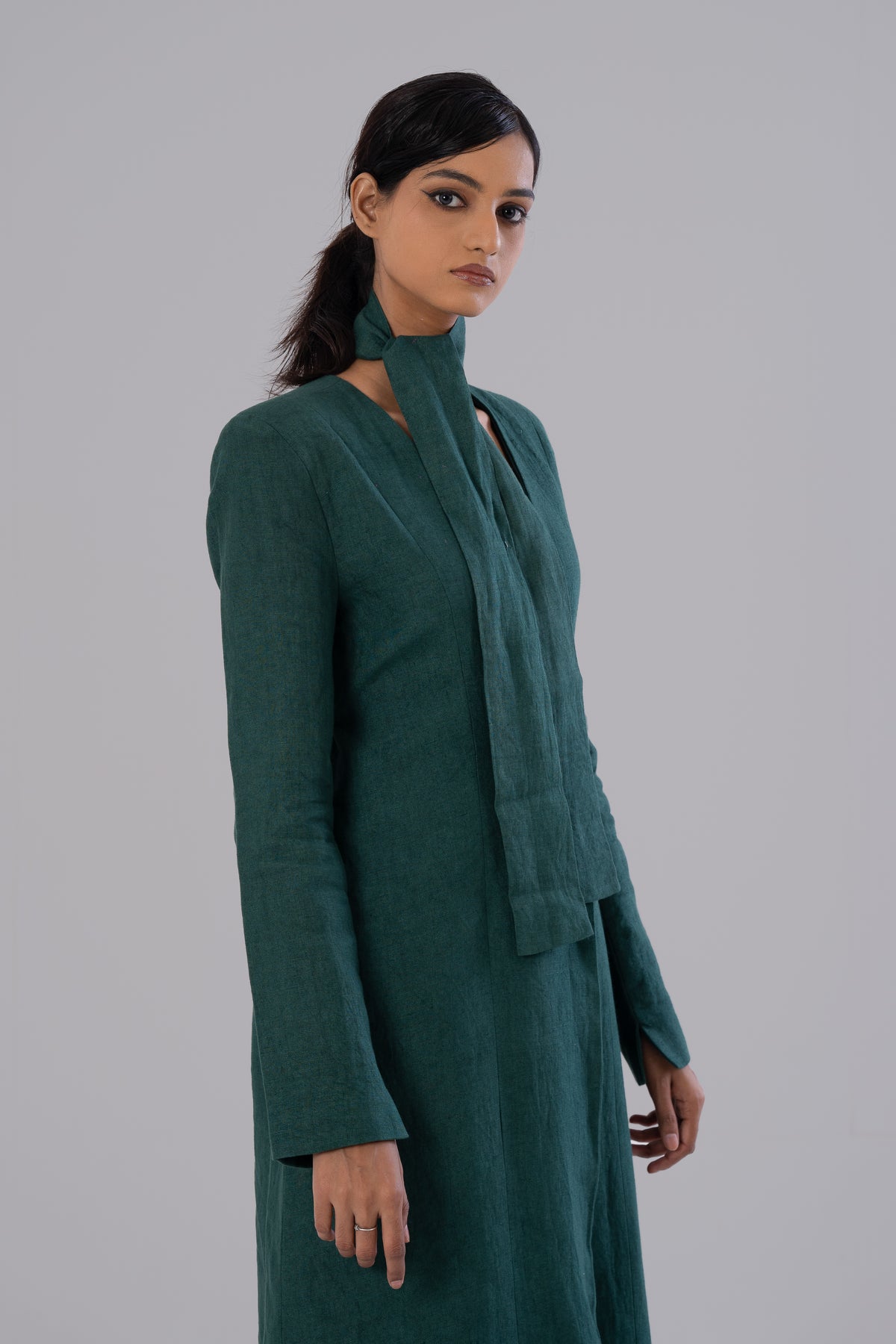 Green Tailored Trench Dress