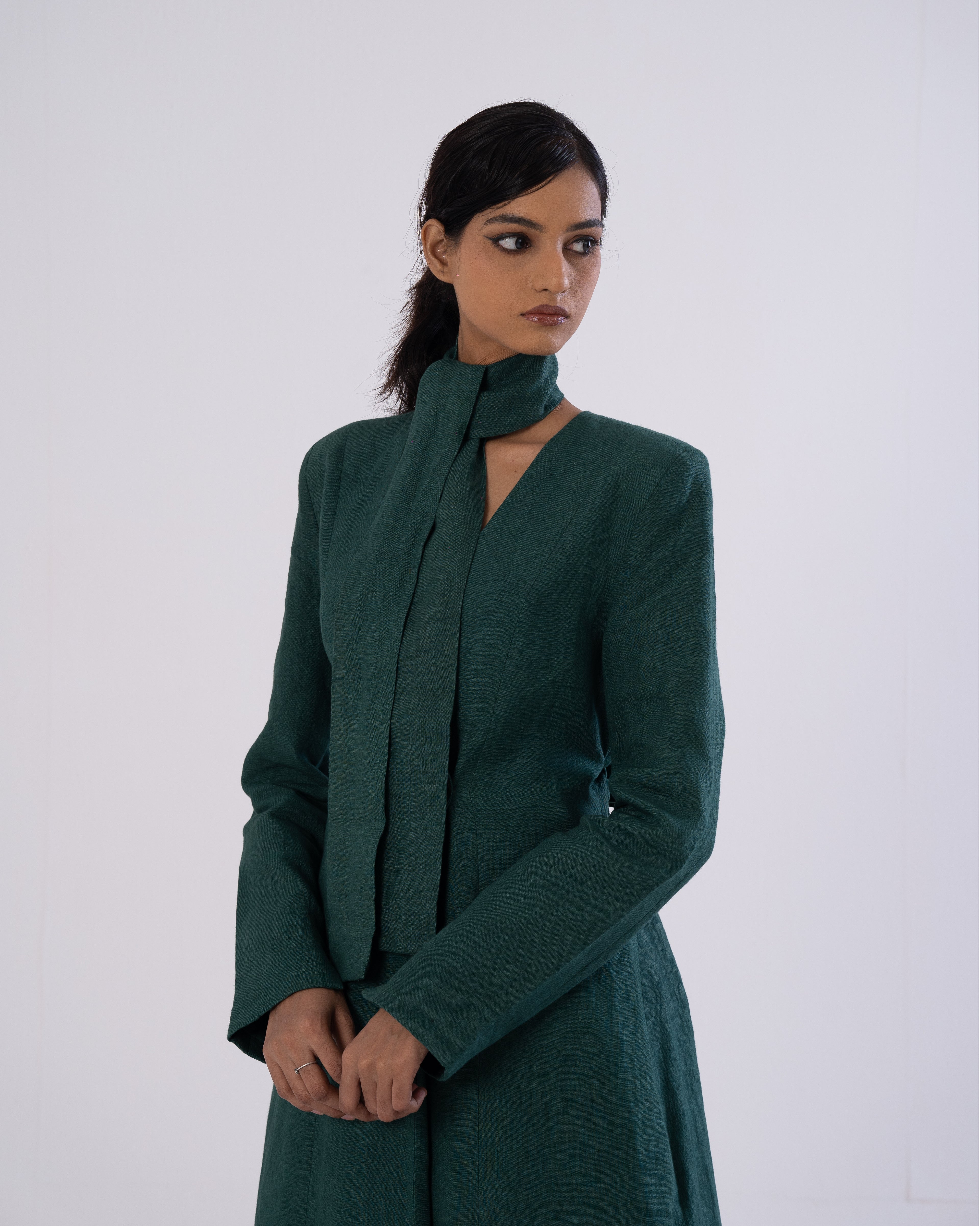 Green Tailored Trench Dress