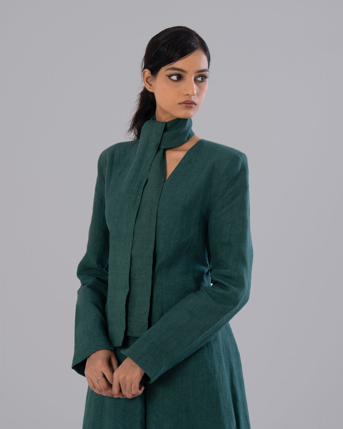 Green Tailored Trench Dress